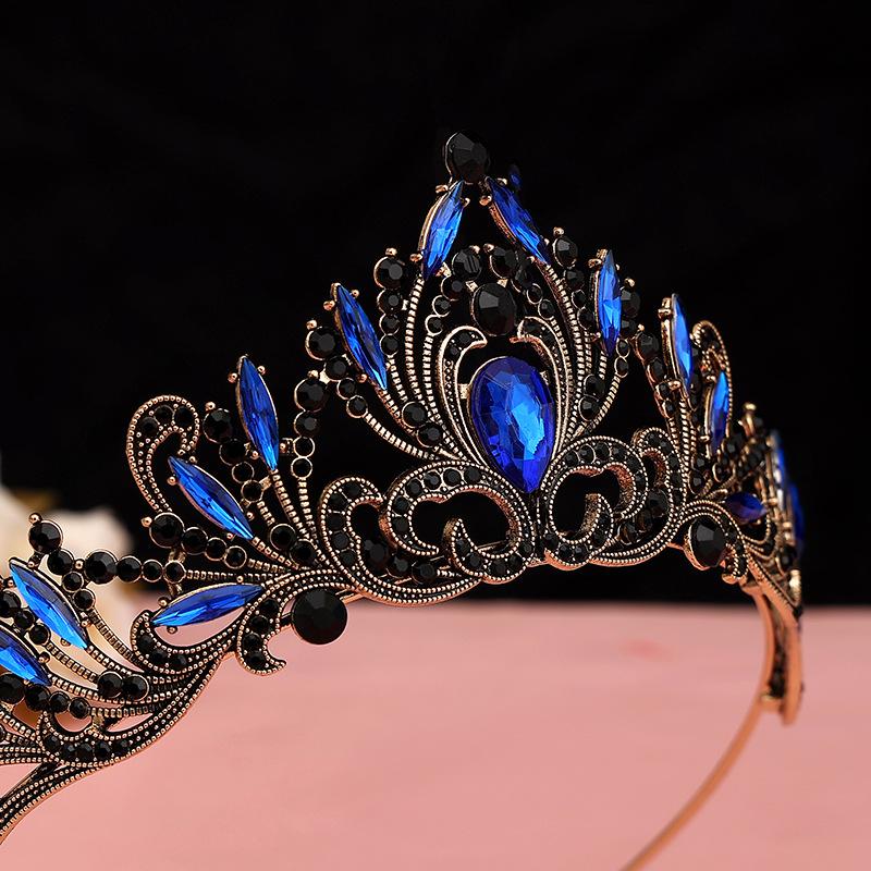 Baroque Retro Black Luxury Crown Bridal Tiara Wedding Dress Birthday Queen Crown Cake Crown