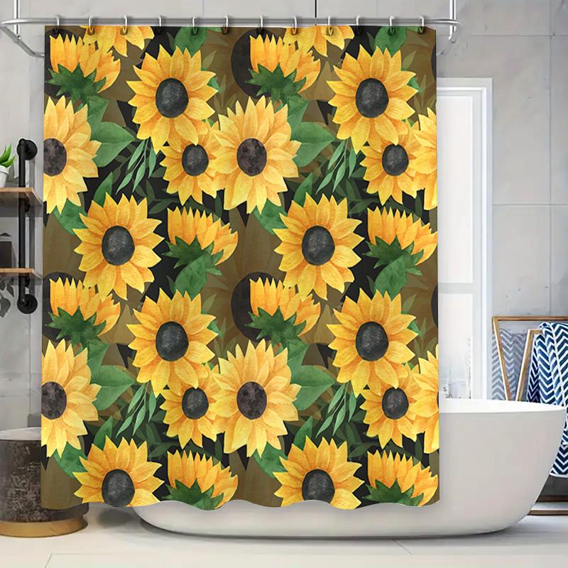 

Brighten Up Your Shower Space With This Vibrant Sunflower Print Bath Curtain Decorate Now! W60H190(CM)-1 Pcs