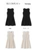 Pure Color Sleeveless A-Line Dress - High-End, Slim Waist, Round Neck Vest Style