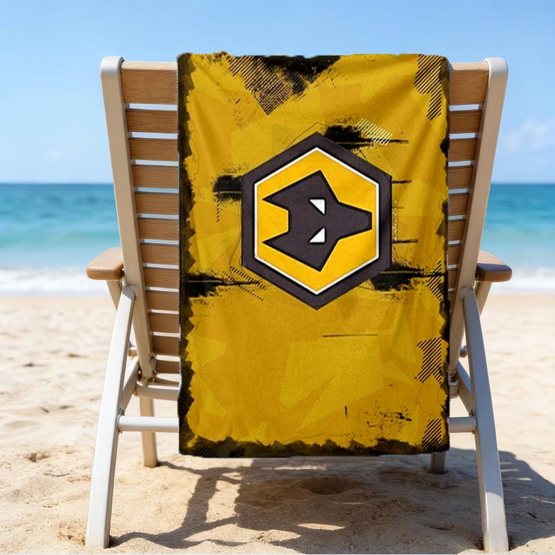 Asciugamano da Spiaggia Stampato con Emblema Wolves Football Club, Microfibra Super Morbida, Regalo Perfetto Compleanno, per Piscina, Spiaggia, Viaggio, per famiglia e amici