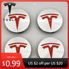 Autosticker ABS 4 stuks/set 56 mm Zilver Rood Originele Wielnaafdop Embleem Velgen Naafkap Logo Voor Tesla Model 3 Y X S