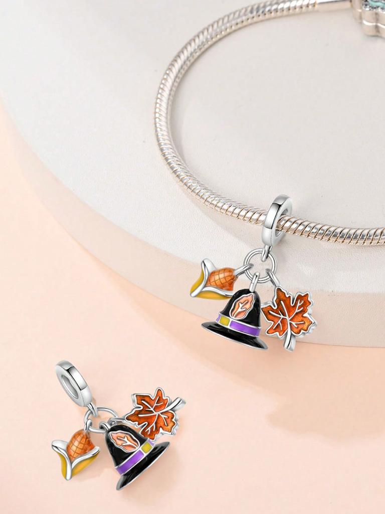 Charms Plata Autumn Pumpkin Ginkgo Mushrooms Beads Copper Plated Fit Copperoriginal Bracelet For Jewelry Making Diy Charm