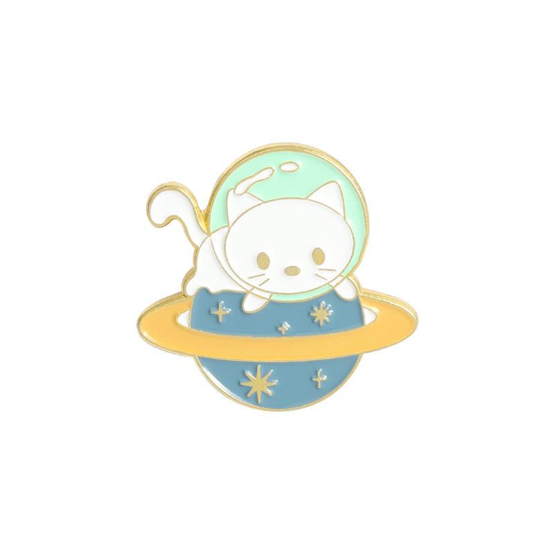 

Delightful Catthemed Badge Trendy Space Cat Design Colorful Alloy Brooch For Fashion XZ3684