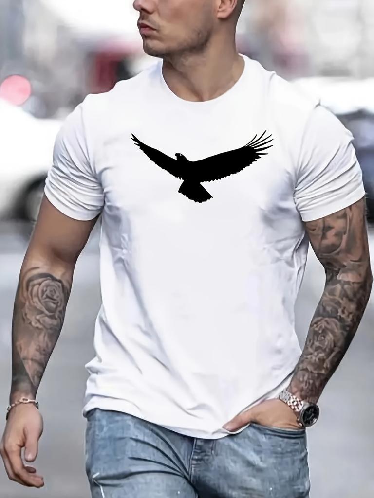 3D Printed Men's T-shirt Summer Loose Size Eagle Printed Round Neck Short Sleeve T-shirt Breathable Casual Fashion T-Shirt Top