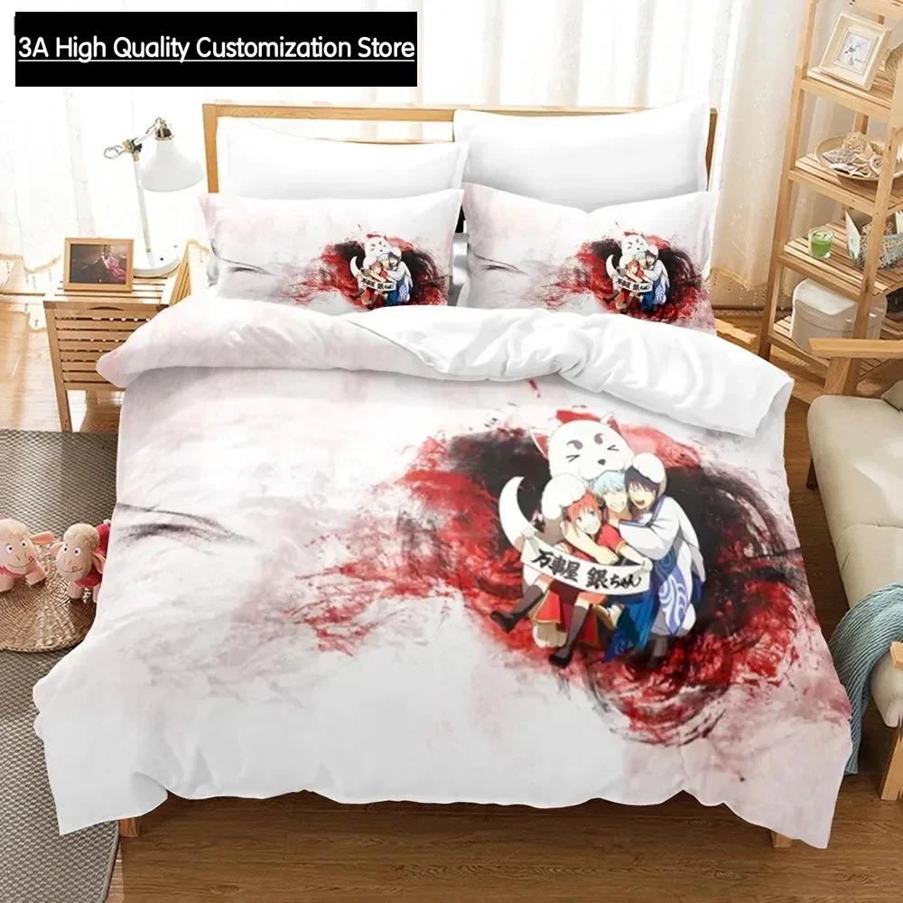 Gintama Bedding Set Duvet Cover Pillowcases For Adult Kids Single Double Full Queen King Boys Teens Sakata Gintoki Bed Linen