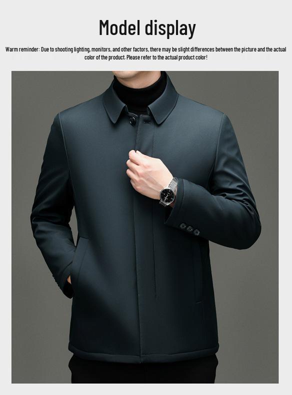 Men's Stylish Single-Breasted Lapel Jacket - Autumn/Winter Business Casual Warm Outerwear for Middle-Aged & Young.
