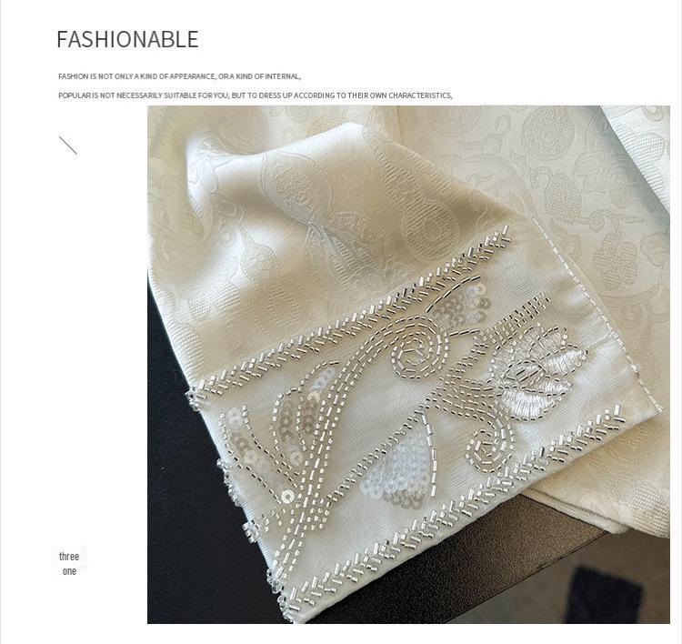 Women's Chinese Style Jacquard Embroidery Satin Shirt - Loose Fit, Round Neck