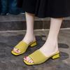 The New Style of Women's Shoes Can Be Worn with Square-toed, One-shoulder Thick Heels and Fashionable Flip-flops