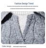 Cross2025 Men's Autumn/Winter Cable Knit Polo Sweater: Trendy European Twist with Lapel and Long Sleeves