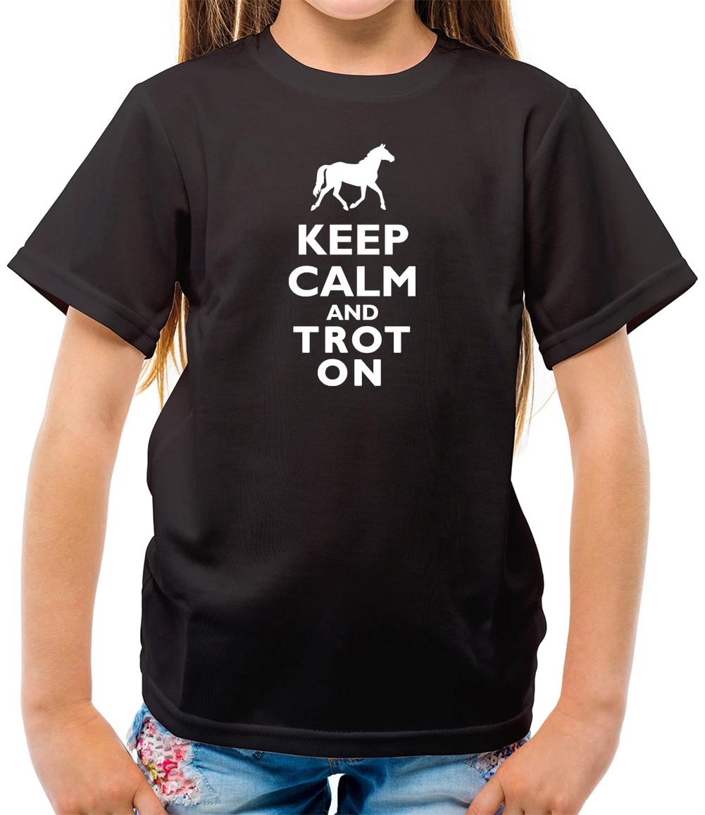Keep Calm And Trot On - Kids T-Shirt - Horse Horses Racing Riding Ride 120