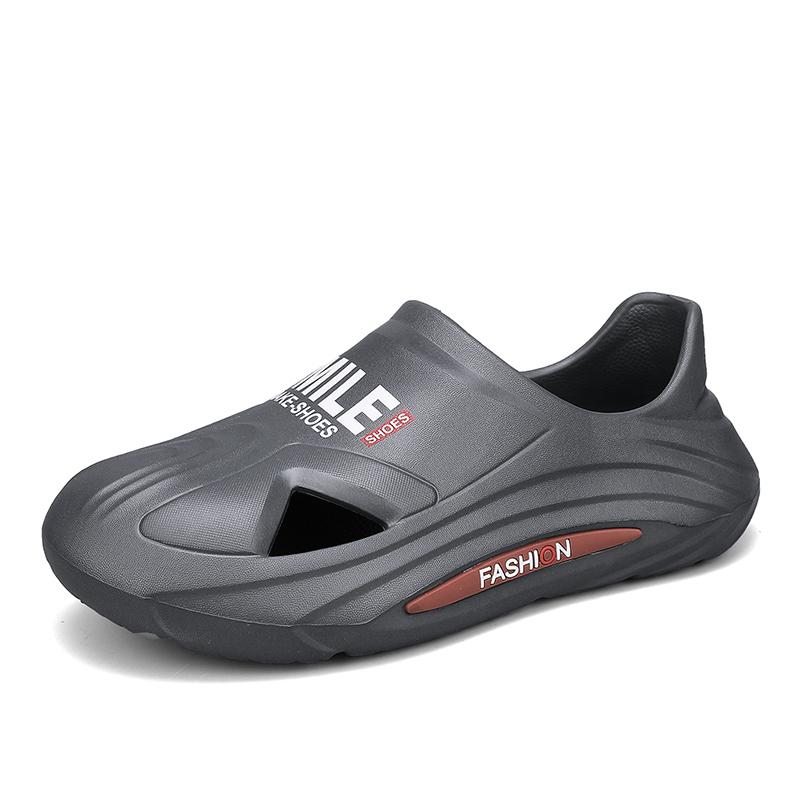 

Новые летние пляжные туфли для пар, мужские туфли с отверстиями, сандалии легкие и мягкие, большие размеры 46 серый