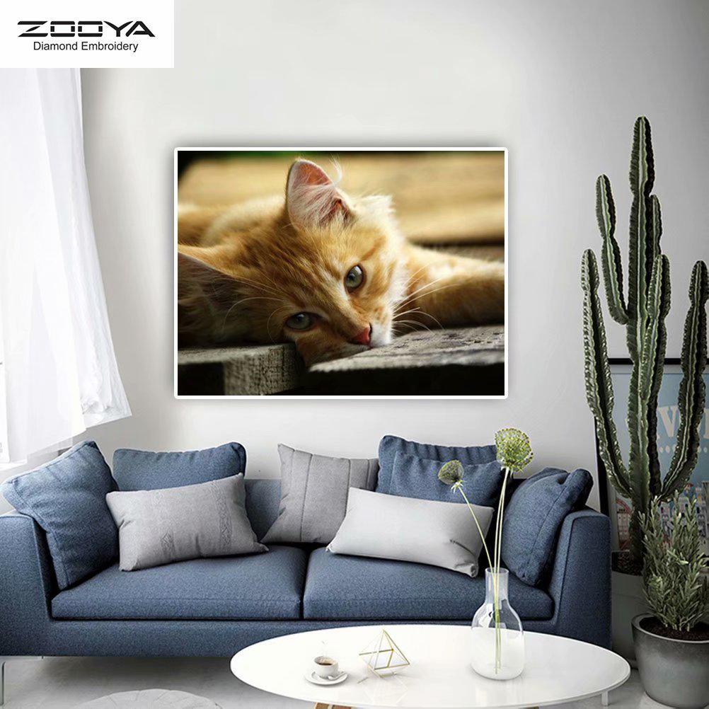 

ЗООЯ DIY 5D Полный квадрат Алмазная картина Кошка Вышивка Крестом Ремесло Стежок Домашний декор