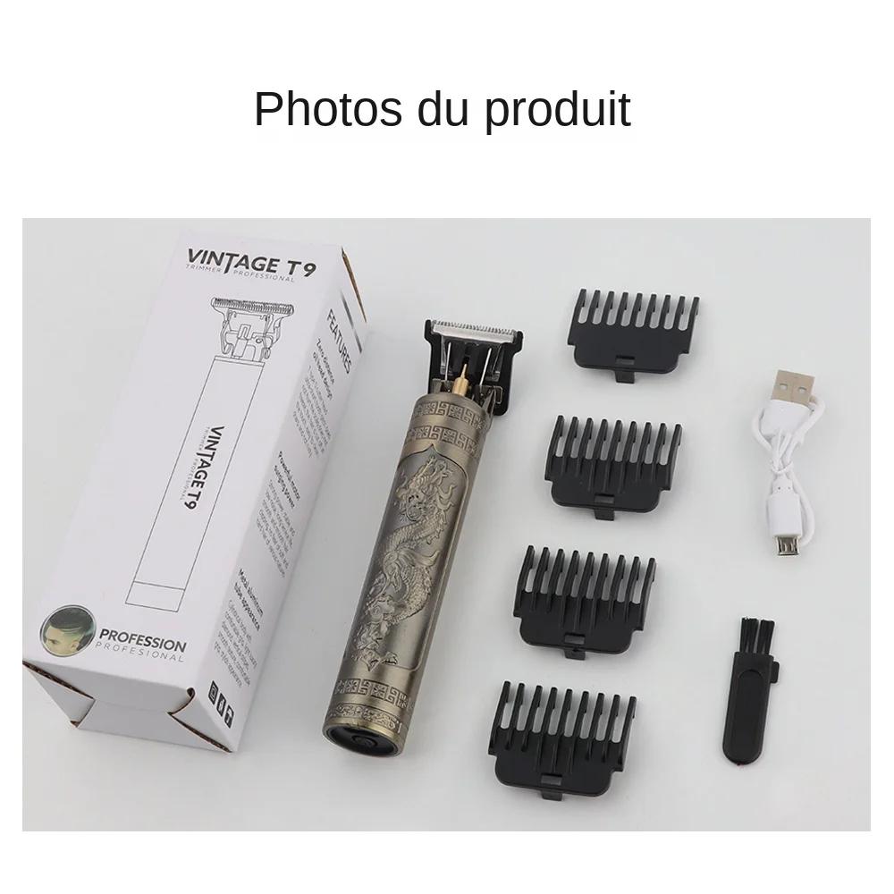 Vintage T9 Electric Cordless Hair Cutting Machine Professional Hair Barber Trimmer for Men Clipper Shaver Beard Portable Hair Cutting Machine
