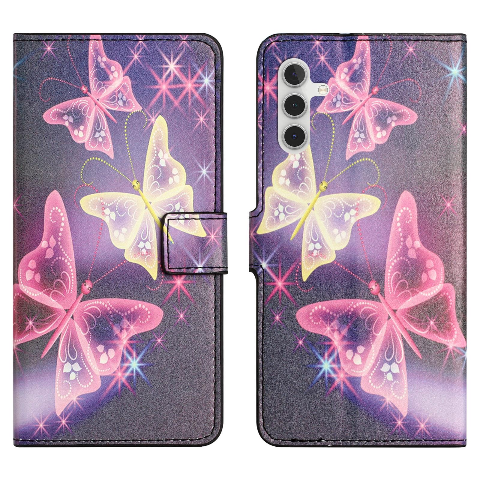 

Для Samsung Galaxy S24 FE Чехол-кошелек из ПУ кожи, откидная крышка для телефона с печатью узора Sparkle Butterflies