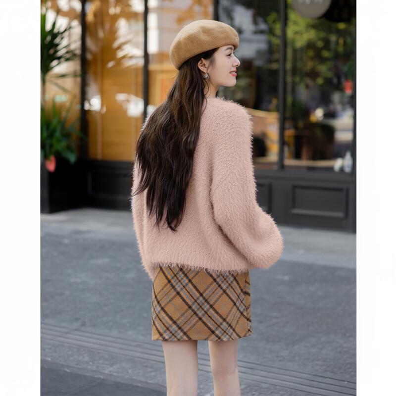 Dámský měkký pletený svetr z umělého norka ITISF4