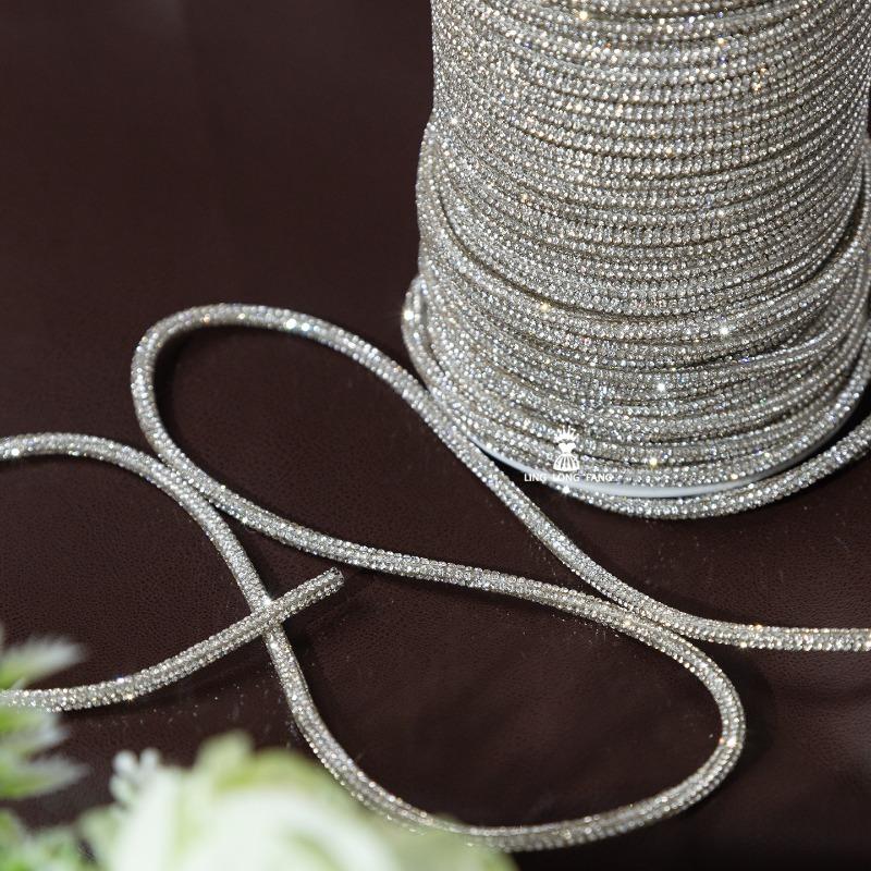 

Silver Glitter Crystal Tube Cord Trimming Handmade DIY Jewelry Bracelet Necklace Bow Shoe Laces Bag Strap Material Decor 10 Meter серебряный