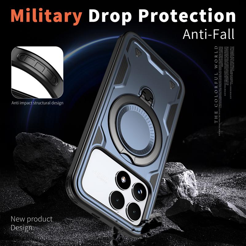 For Xiaomi POCO F8 Ultra F8 Pro Case Military Drop-proof Hard PC+TPU 360° Adjustable Ring Back Stand Cover for Poco F 8 Pro