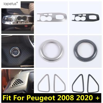 Car Shift Gear Water Cup Panel / Dashboard Air AC Outlet / Start Stop Button Cover Trim Accessories For Peugeot 2008 -