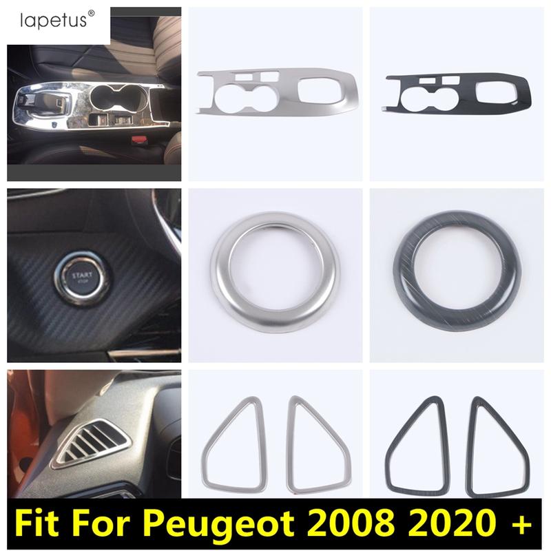 Car Shift Gear Water Cup Panel / Dashboard Air AC Outlet / Start Stop Button Cover Trim Accessories For Peugeot 2008  -