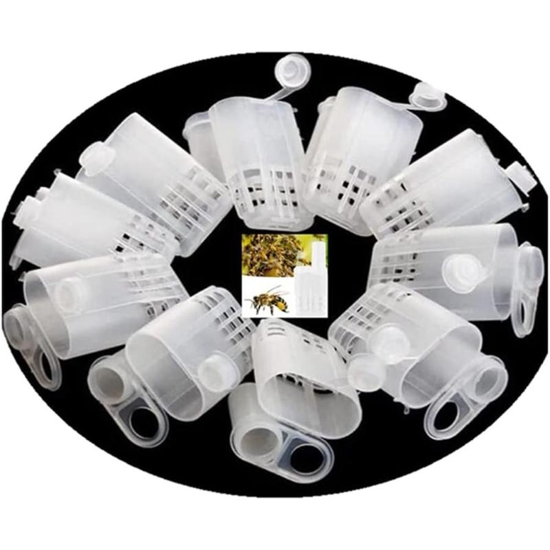 20Pcs Bees Queen Cages Protective Cover Replacement Beekeeping Catcher Plastic Bees Isolator Clip for Indoor Home Outdoor