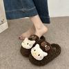 Fashion Sweet Girl Fluffy Slippers Women's Shoes 2025 Autumn and Winter New Outer Wear Casual Cotton Slippers