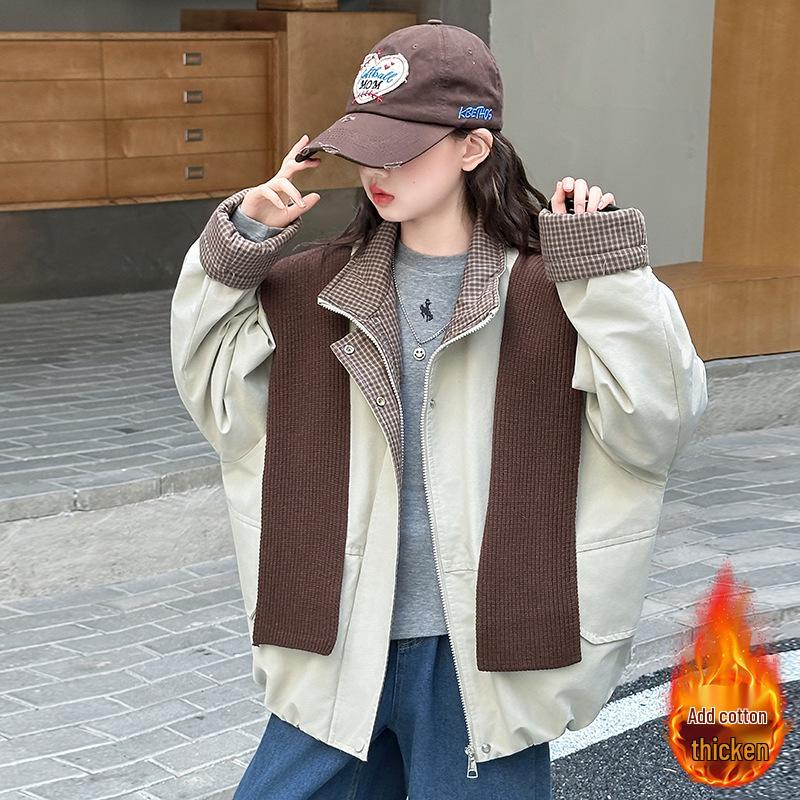 

Girls Plaid Quilted Cape Jacket - Autumn/Winter 2025 Collection 160 cm