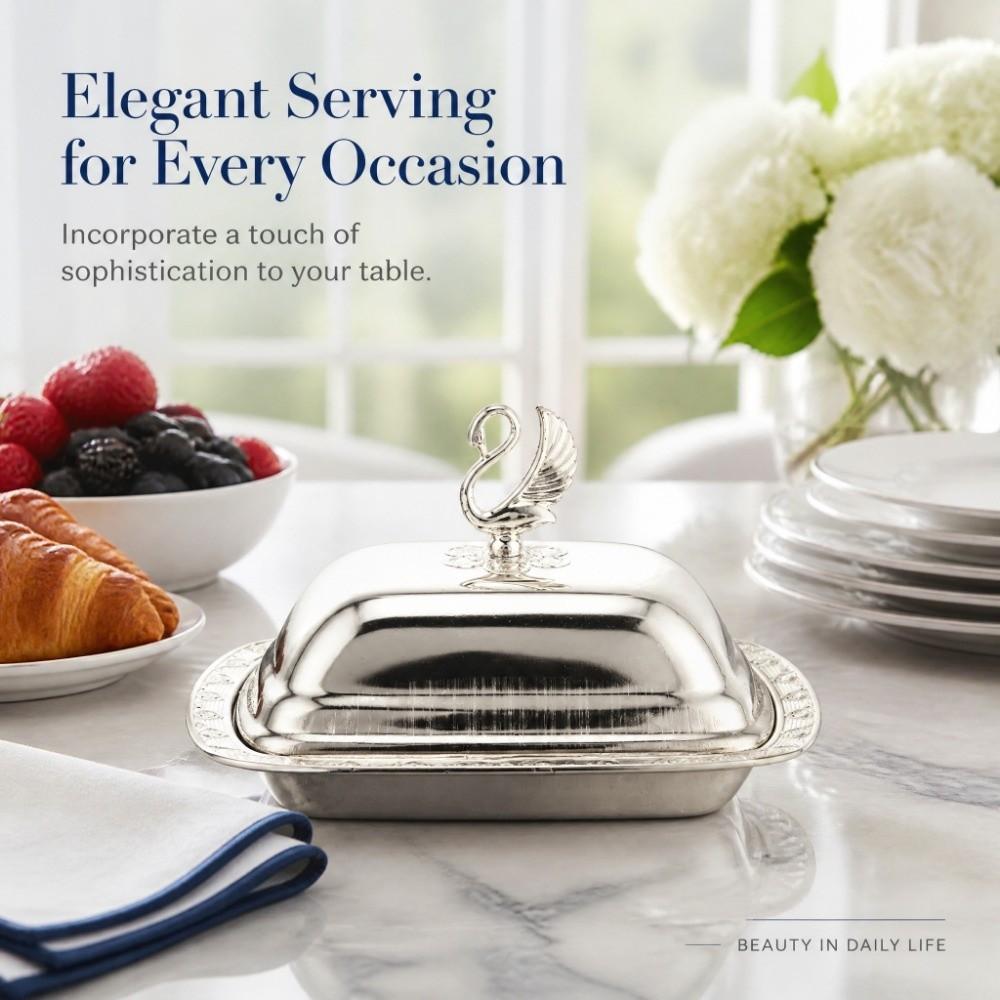 Silver Finish Covered Serving Dish European Style Candy Bowl Stylish Fruit Dish For Candies