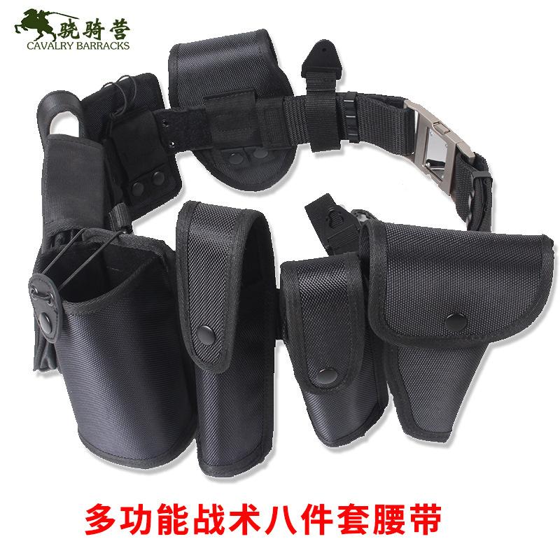 Cinturone di sicurezza multifunzionale in nylon nero in tessuto Oxford - Set da addestramento per servizio di pattuglia in otto pezzi