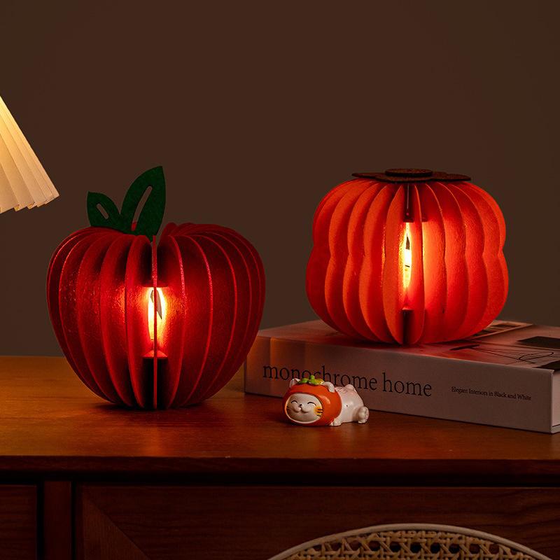 Chinese Lunar  New Year 2026 3D Honeycomb Ornament Paper Apple Pear Desktop Ornament Traditional Spring Festival Photo Props