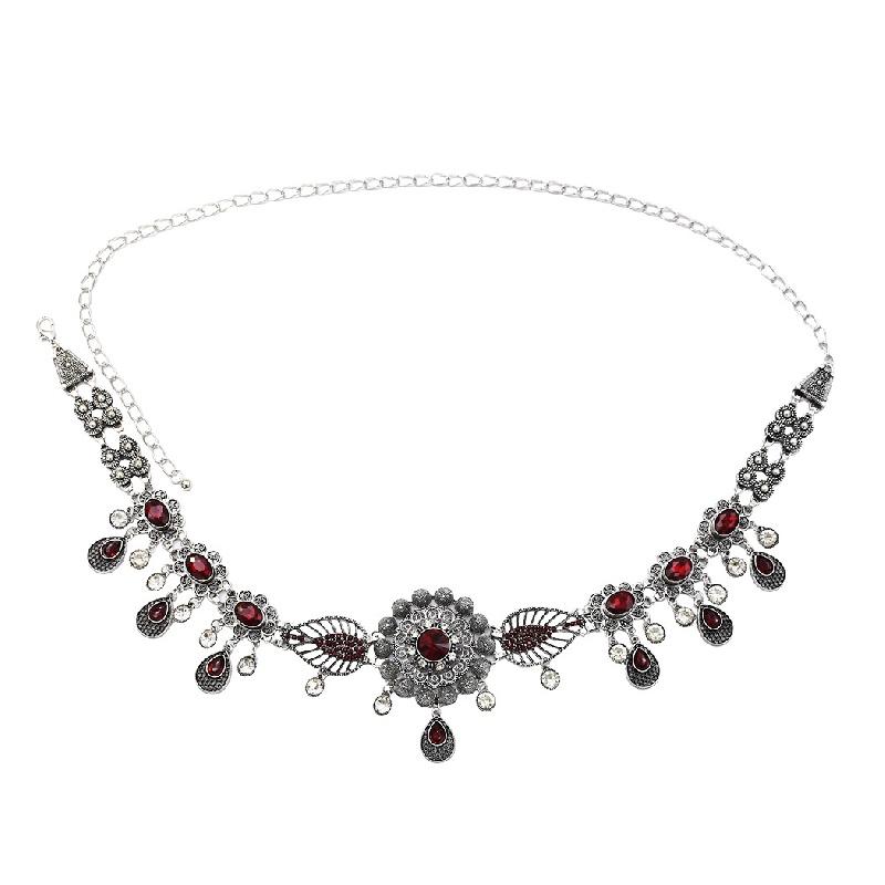 

1 шт. креативный металлический цветок с подвеской в ​​виде капли воды, поясная цепочка, инкрустированная стразами, элегантный этический стиль для женщин, вечерние