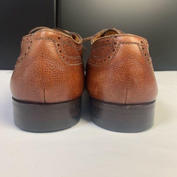 Vintage 80s A Testoni Old Logo Semi Brogue Straight Tip Leather Shoes Size 11 Brown(USED)