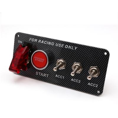 Carbon Fibre Panel Toggle Switch Ignition Engine Start Push Starter Button for Racing Car 12V/20A