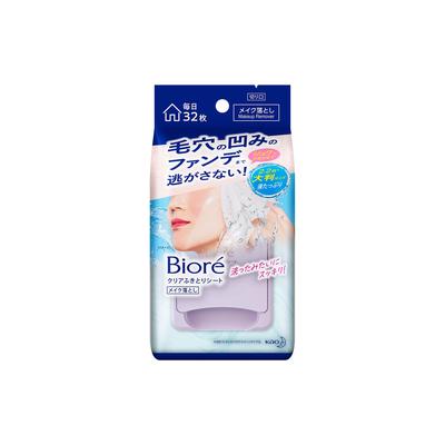 Biore Make-up Entfernungstücher, Ölfreie Reinigungstücher, 32 große Tücher, Klares Abwischen, Make-up Entfernung