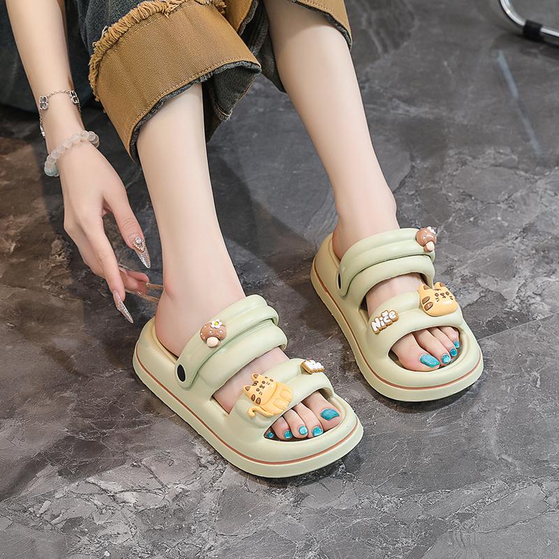 Fashion New Fashion Patch Women's Sandals Summer Comfortable Platform Shoes Beach Outside Pink Slides Thick Sole Non-slip Beach Slippers