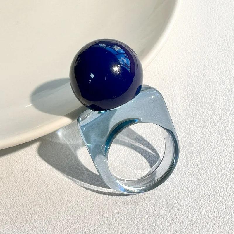 New Funny Colorful Half Round Resin Ring for Women Girls Summer Party Vacation Travel Charm Design Fashion Jewelry 2026 Gift