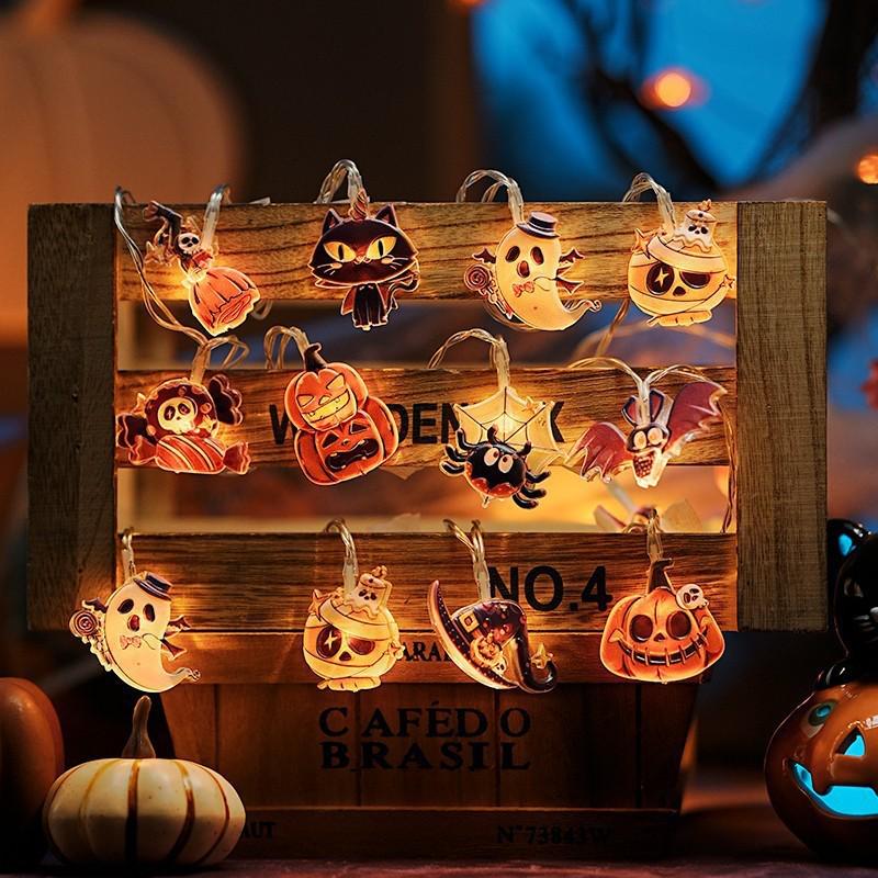 Halloween LED String Lights - Outdoor Pumpkin & Skull Decor
