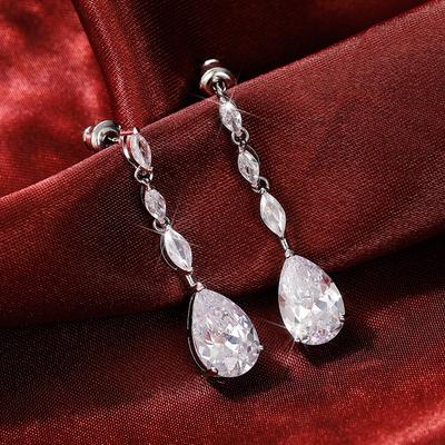 Boucles d'oreilles suspendues pour mariée, nouveau tempérament, couleur argent, luxe, CZ, bijoux à la mode pour femmes, 2022