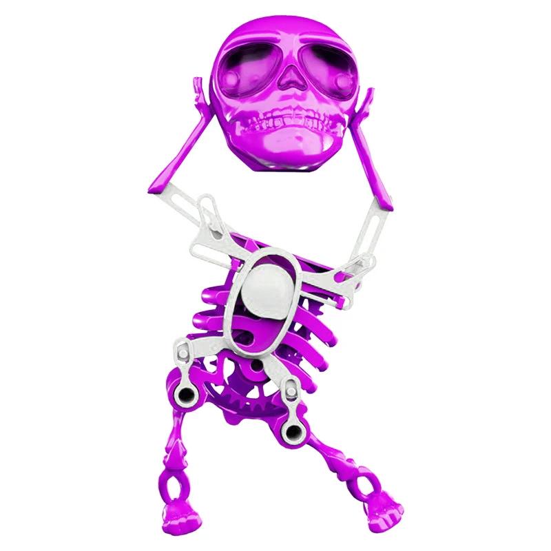 3D Skeleton Toy Fun Dancing Skeleton Toy Swinging Skeleton Toys Stress Relief Toys Manual Wind-Up Rocking Toy for Decorating