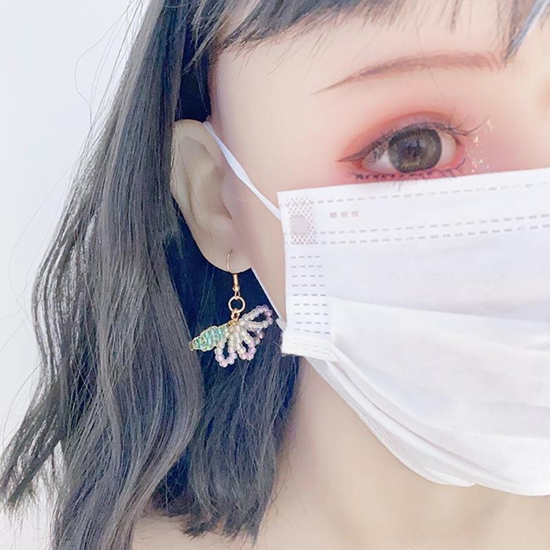 Glass Bead Floral Earrings Lightweight Ear Hooks/Ear Studs Allergy Free Glass Beaded Ear Pendants Handmade Ornament