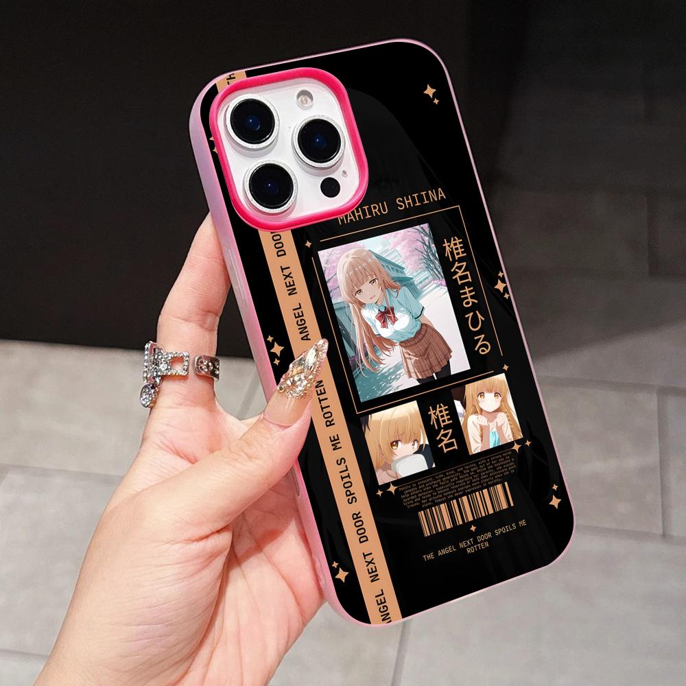 Engel Mahiru Shina Handyhülle für iPhone 17 16 15 14 13 12 11 Air Pro Max Plus Jelly Doppelschicht Rose Rot Hülle