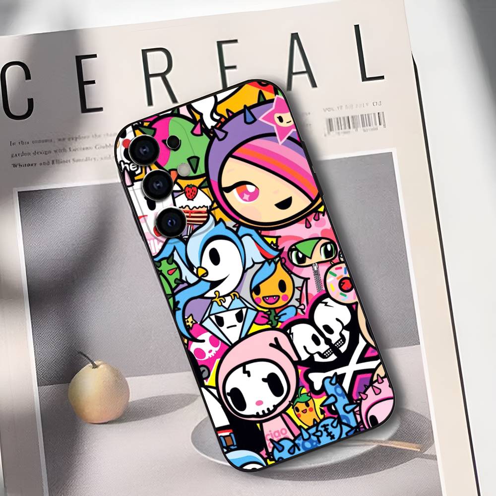 Japan T-Tokidokis Phone Case For Samsung S25,S24,S21,S22,S23,S30,Ultra,S20,Plus,Soft Silicone Black Cover