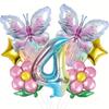 Butterfly Theme Daisy Stars Gradual Change Color Digital Aluminum Film Balloon Set Birthday Party Decoration Props