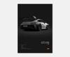 Pop Black And White German Luxury Sports Car Poster Wall Art 911 GT3 RS Turbo Canvas Print Garage Living Room Decor
