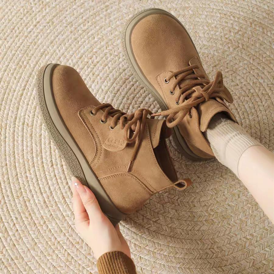 Retro style short boots women's autumn new thick-soled versatile lace-up thin Martin boots women's boots