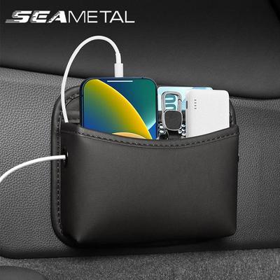 Poche de Rangement de Voiture en Cuir PU Organisateur de Dossier de Siège/Porte/Console Centrale pour Petites Affaires Sac de Rangement de Voiture