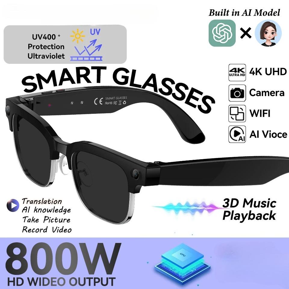 2026 AI Smart Glasses WIFI 8MP HD Camera ChatGPT Object Recognition Via Photo Language Translation Bluetooth Calling 3D Music Playback Smart Glasses