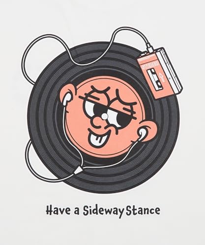 IMPROMES Casual SIDEWAYSTANCE Short Sleeve Record Print T-Shirt, Men's, White