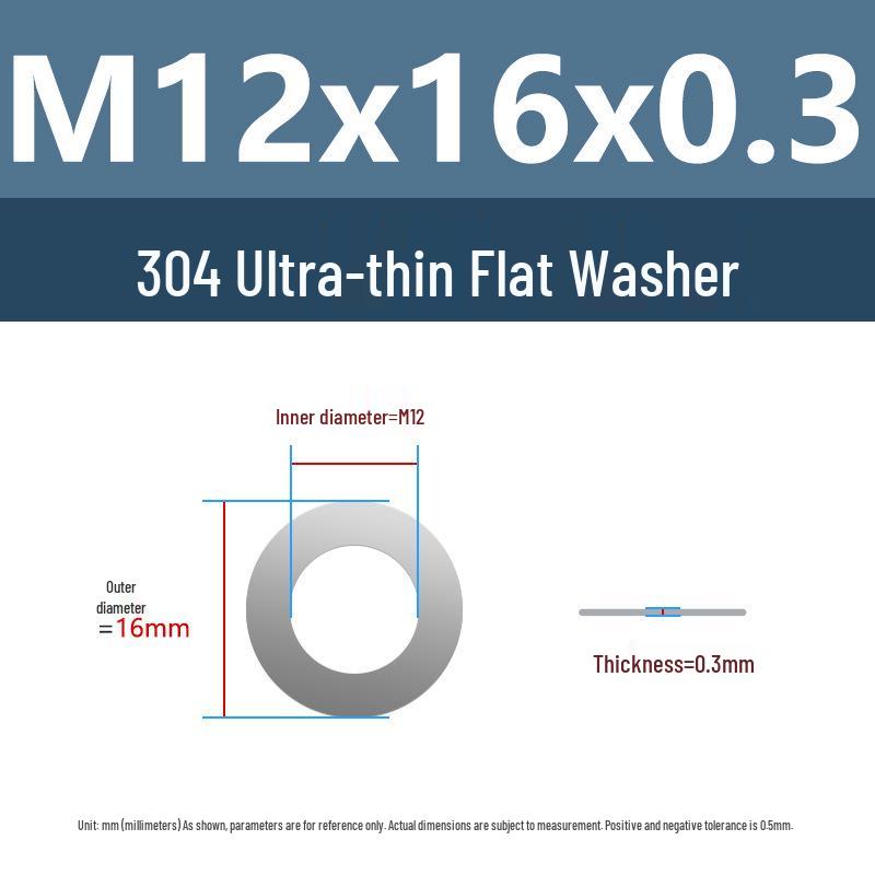 Yigu 304 Stainless Steel Flat Washer Shim Ring (Sizes M3, M4, M5, M8)