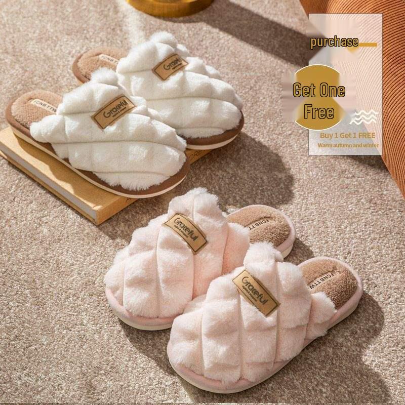 Trendy Cotton Non-Slip Indoor Slippers for Women & Couples, Perfect for Autumn and Winter