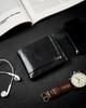 Compact black wallet made of high-quality genuine leather with RFID protection - Rovicky